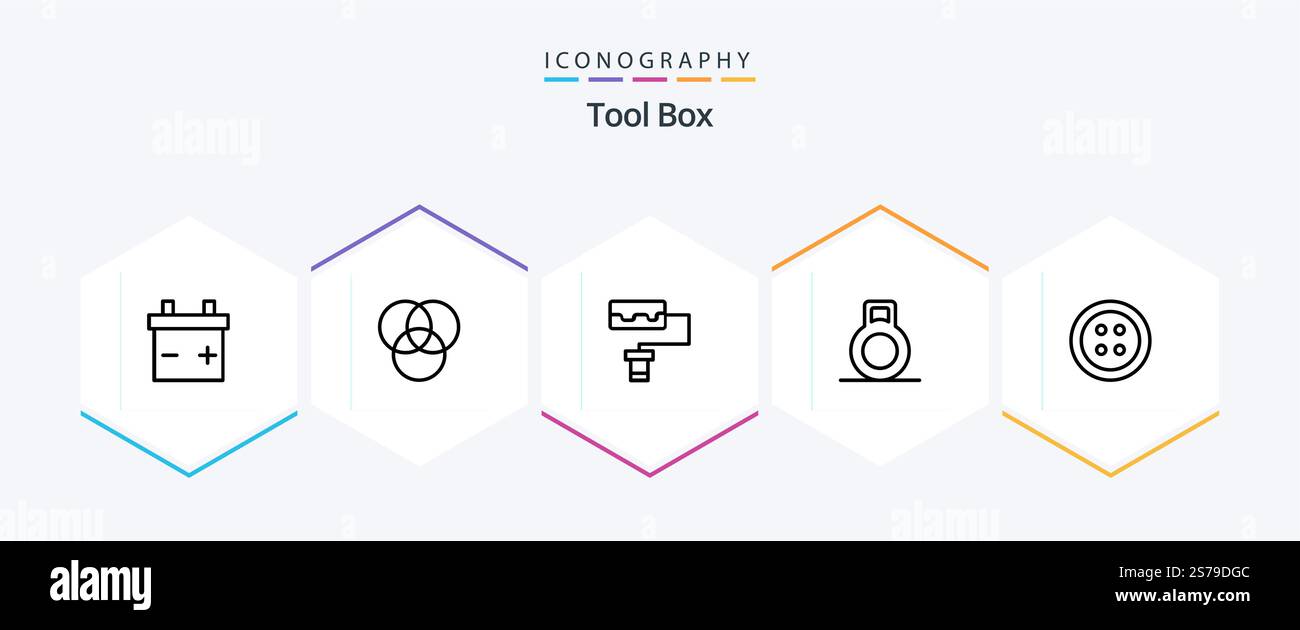Tools 25 Line icon pack including . . Stock Vector