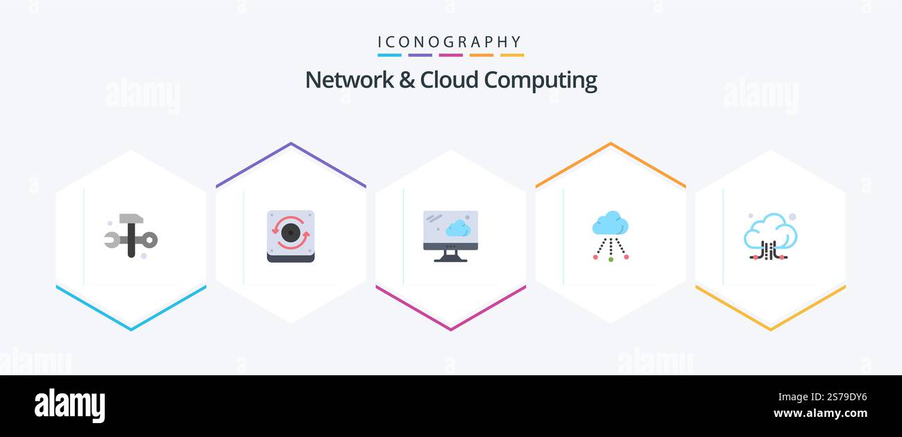 Network And Cloud Computing 25 Flat icon pack including . monitor ...