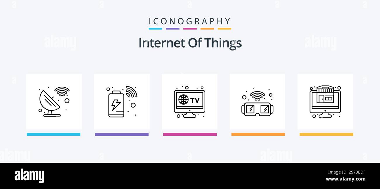Internet Of Things Line 5 Icon Pack Including connection. charge ...
