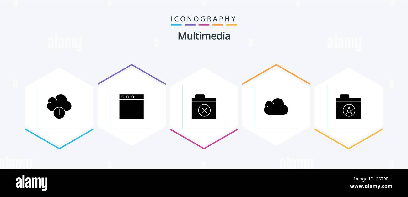 Multimedia 25 Glyph icon pack including . . folder. star. favorite Stock Vector