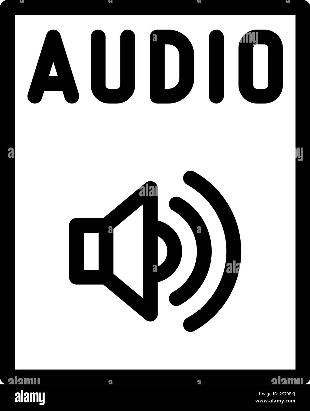 audio file format document line icon vector. audio file format document sign. isolated contour symbol black illustration. audio file format document line icon vector illustration Stock Vector
