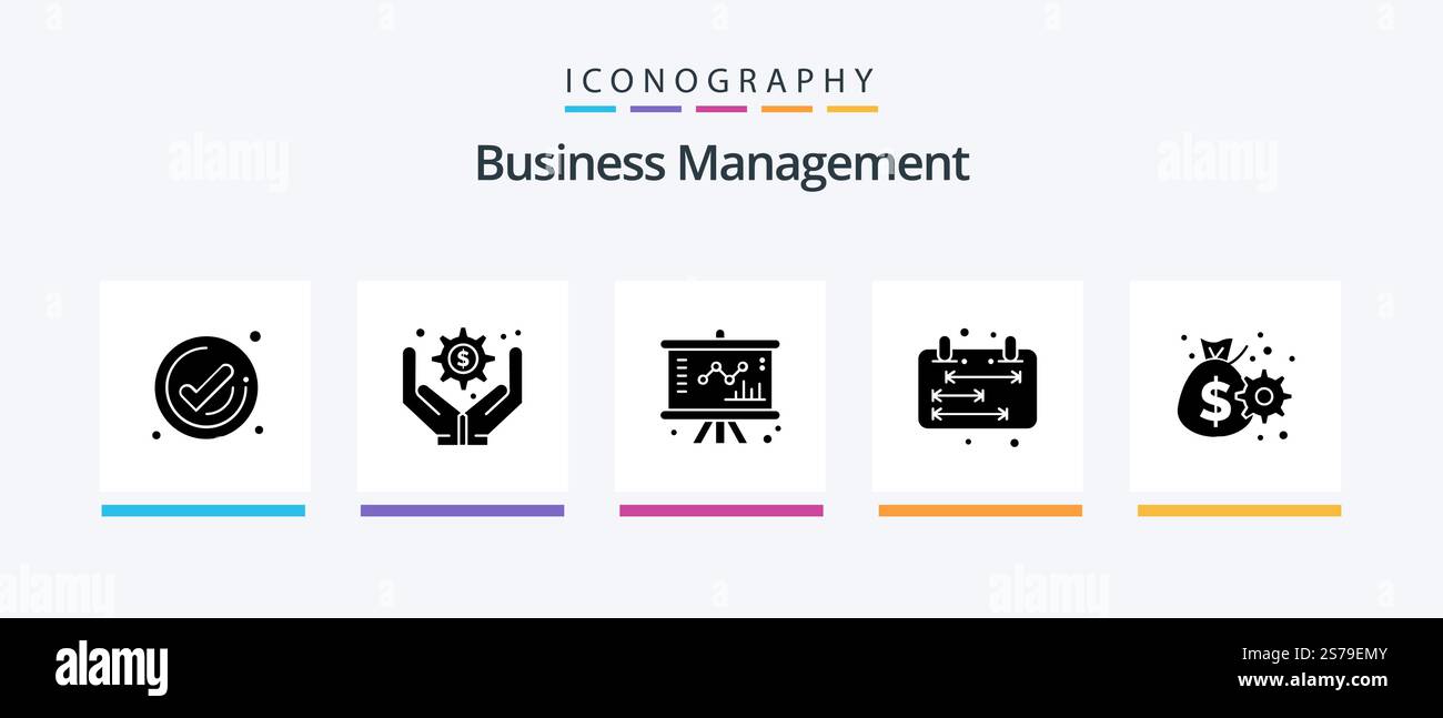 Business Management Glyph 5 Icon Pack Including management. business ...