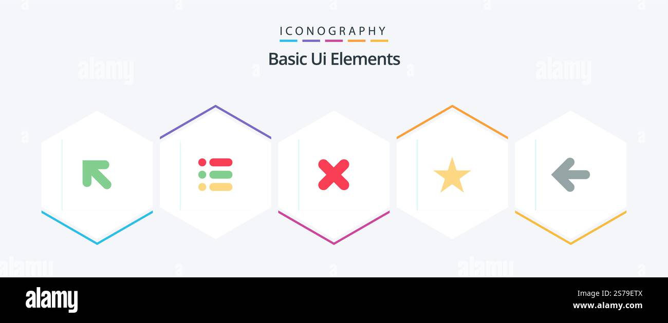 Basic Ui Elements 25 Flat icon pack including point back. arrows. cancel. arrow. star Stock Vector