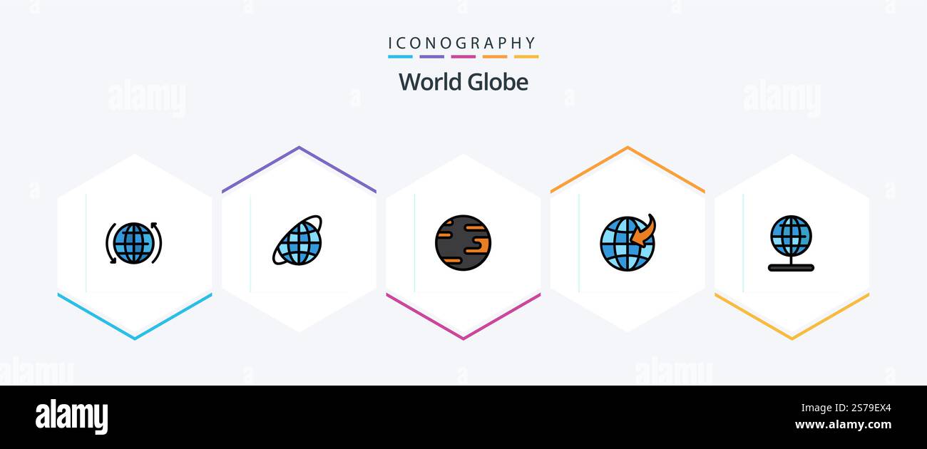 Globe 25 FilledLine icon pack including world. navigation. earth. globe. globe Stock Vector
