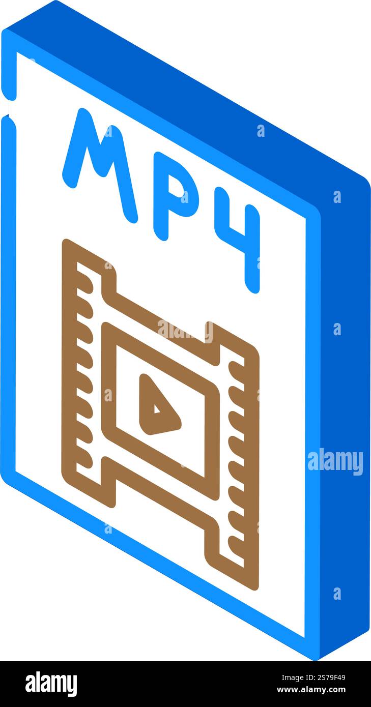 mp4 file format document isometric icon vector. mp4 file format document sign. isolated symbol illustration. mp4 file format document isometric icon vector illustration Stock Vector