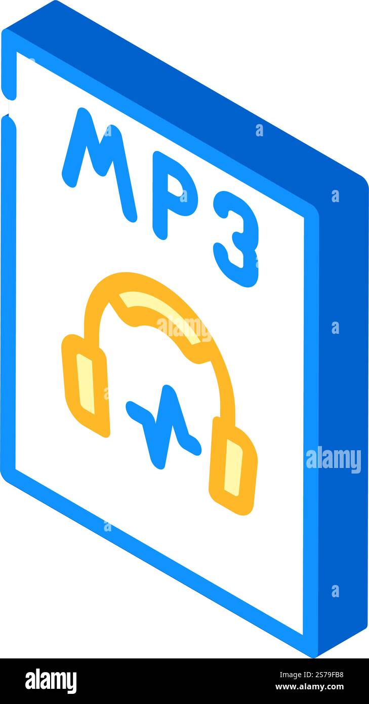 mp3 file format document isometric icon vector. mp3 file format document sign. isolated symbol illustration. mp3 file format document isometric icon vector illustration Stock Vector