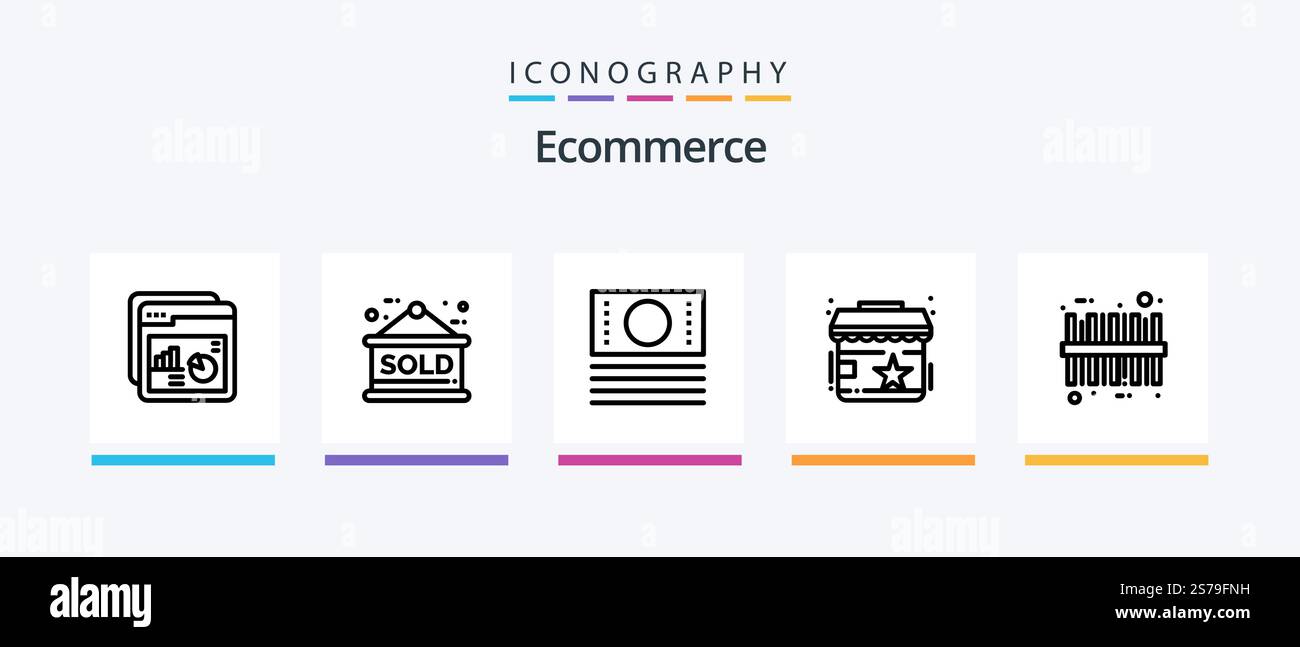 Ecommerce Line 5 Icon Pack Including rate. analysis. calendar. tag. add ...