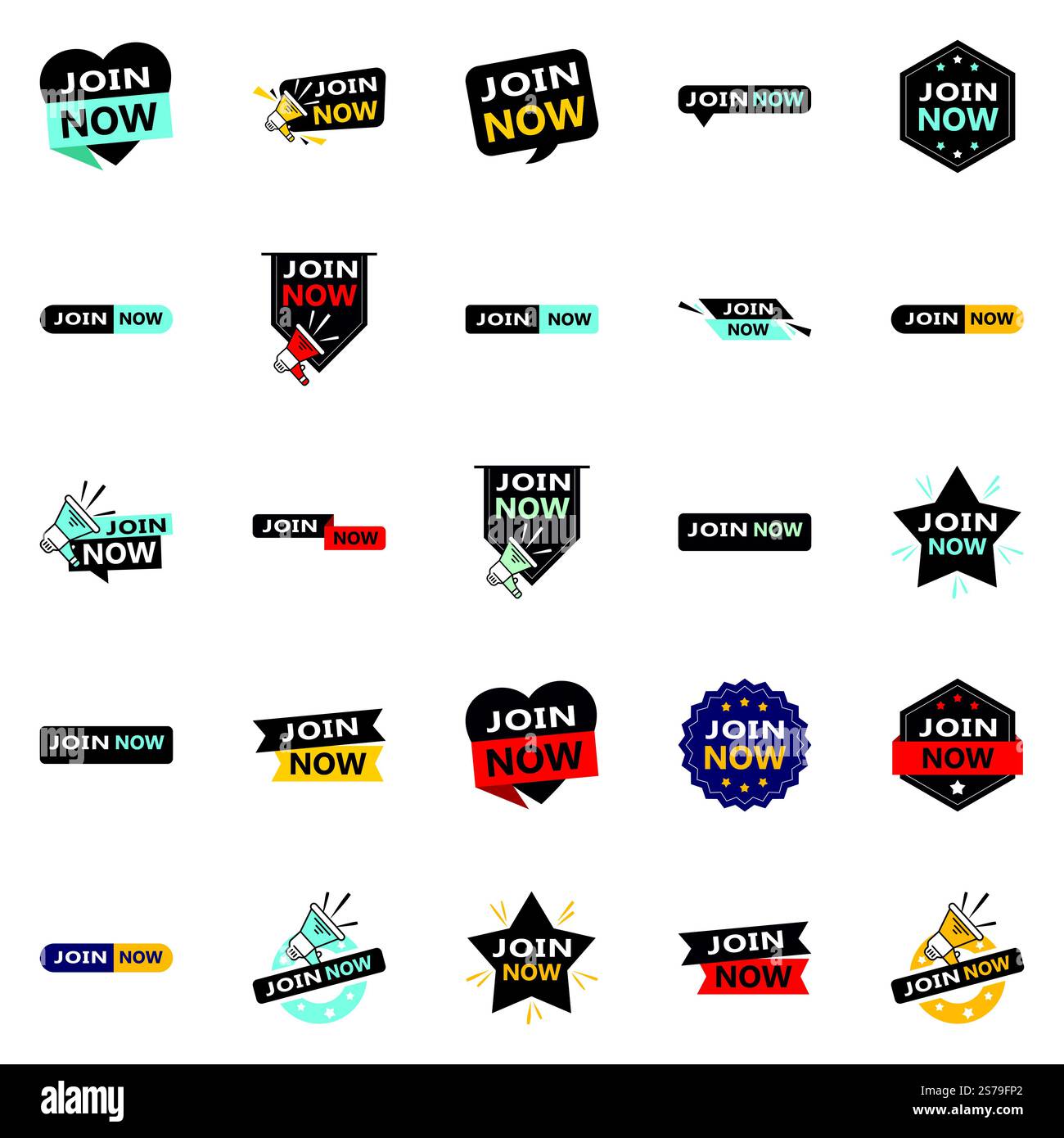 Join Now 25 High quality Typographic Elements to drive sign ups Stock Vector