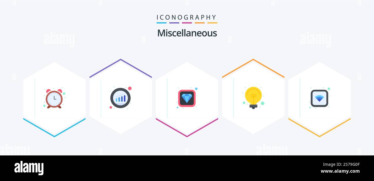 Miscellaneous 25 Flat icon pack including signal. diamond. light. bulb Stock Vector