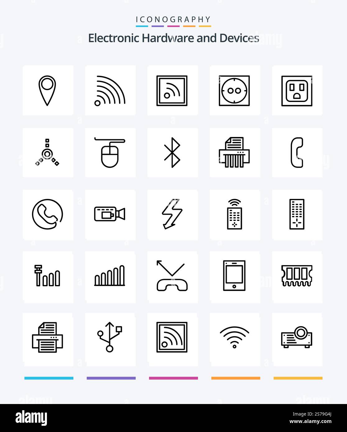 Creative Devices 25 OutLine icon pack  Such As answer. paper. fire ware. device. connection Stock Vector