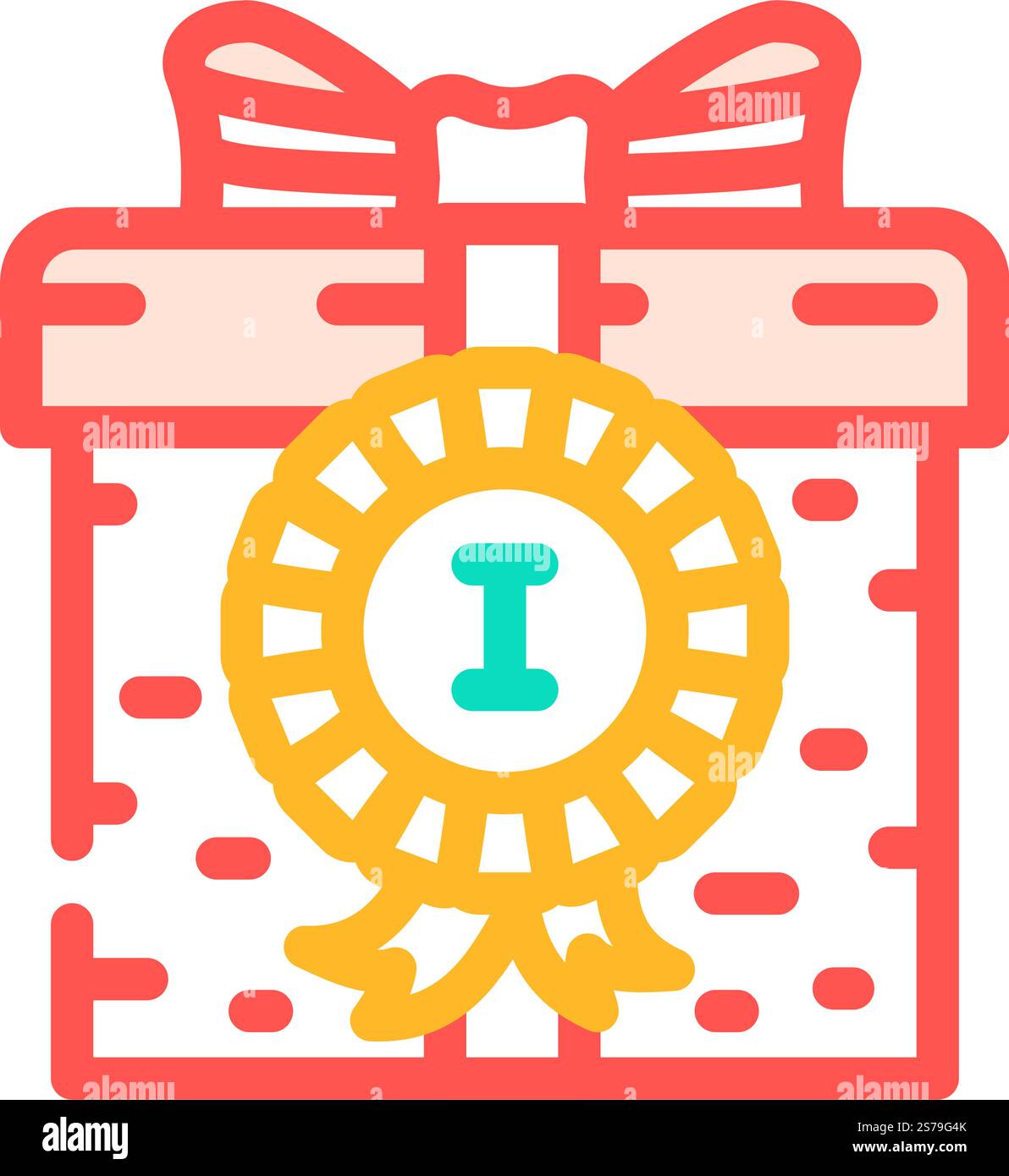 prize gift box color icon vector. prize gift box sign. isolated symbol ...