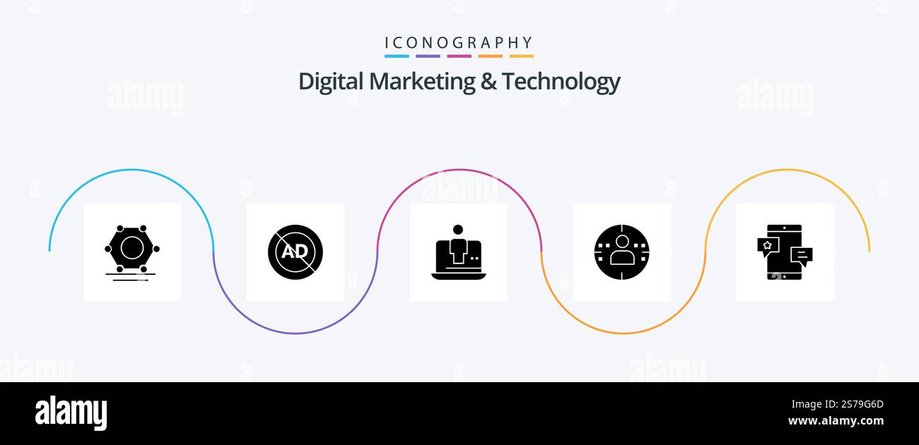 Digital Marketing And Technology Glyph 5 Icon Pack Including community ...