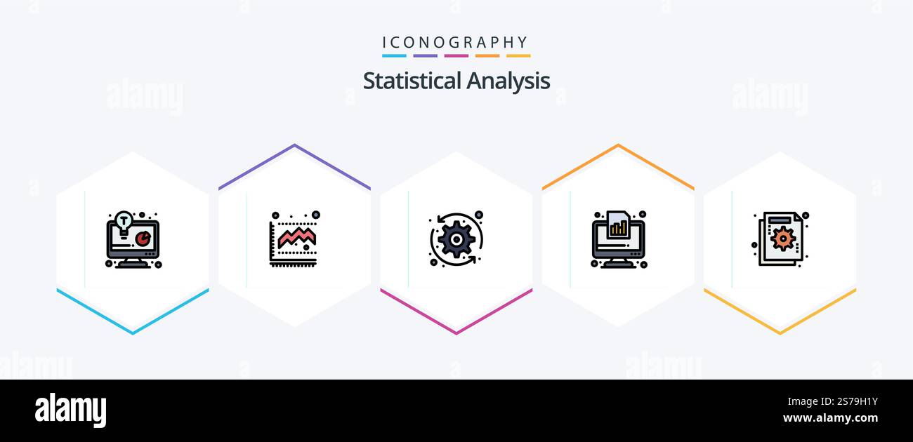 Statistical Analysis 25 FilledLine icon pack including analysis. graph ...