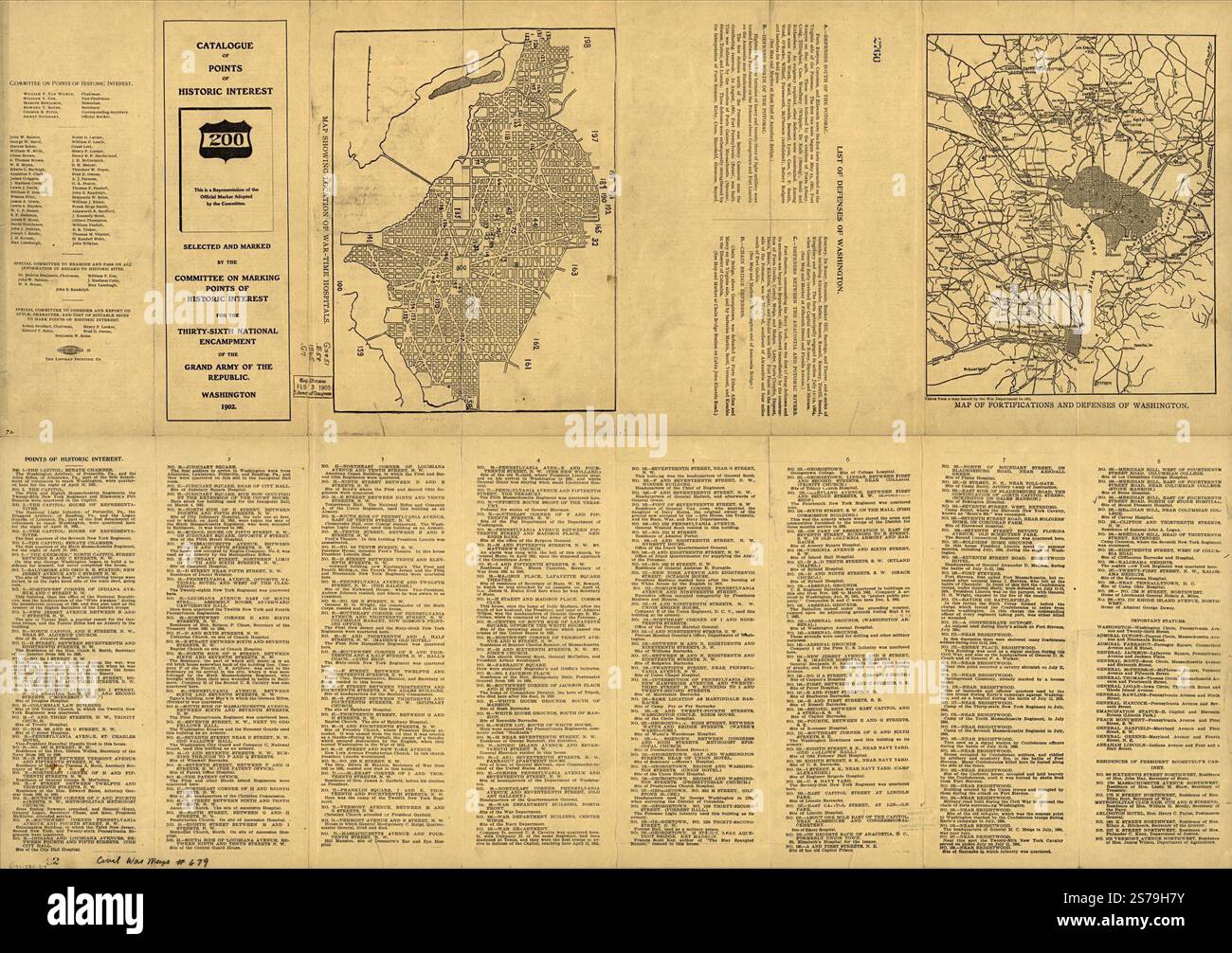 Catalogue of points of historic interest : [Washington D.C. and metropolitan area] 1865 by Grand Army of the Republic. Committee on Marking Points of Historic Interest., Grand Army of the Republic. National Encampment 1902 : Washington  D.C.) Stock Photo