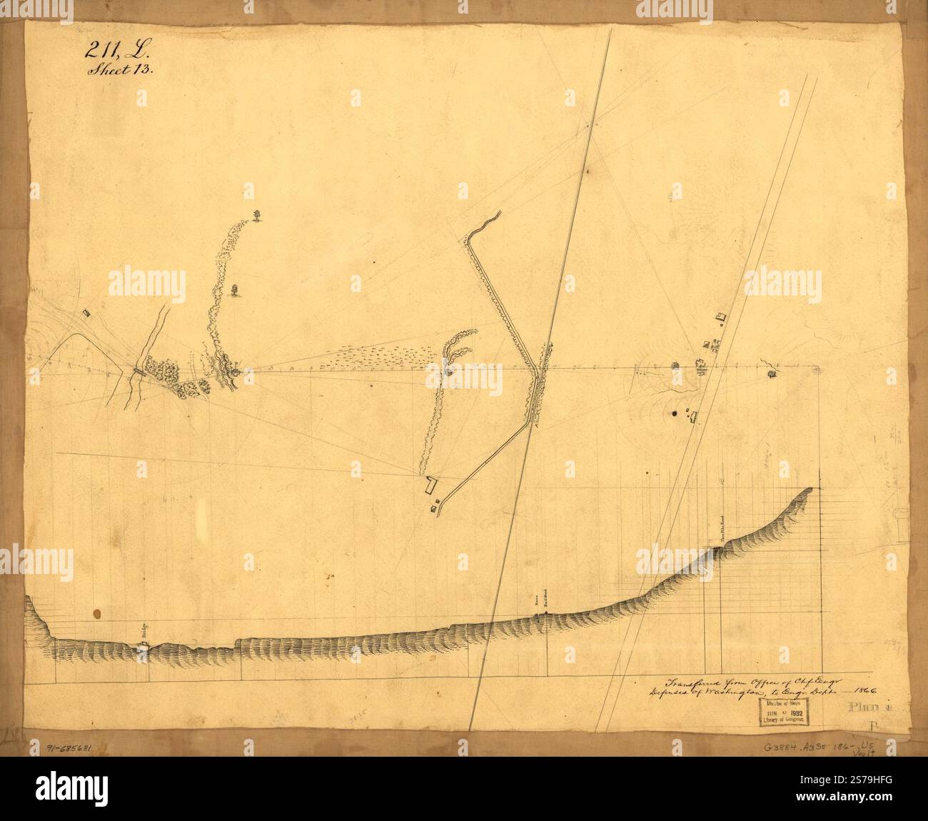 Plan e : [map showing two blockhouses between