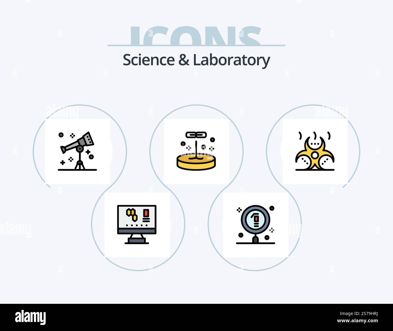 Science Line Filled Icon Pack 5 Icon Design. biology. microscope ...