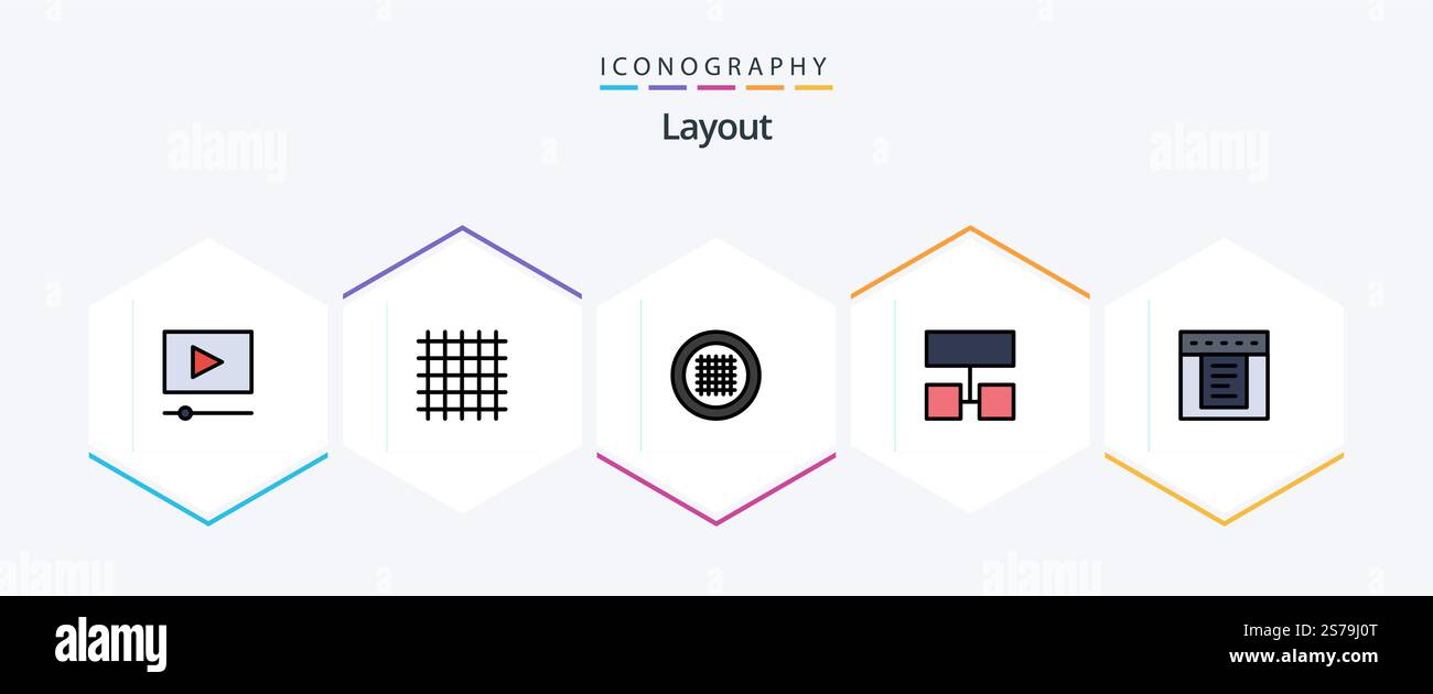 Layout 25 FilledLine icon pack including . sitemap. web Stock Vector