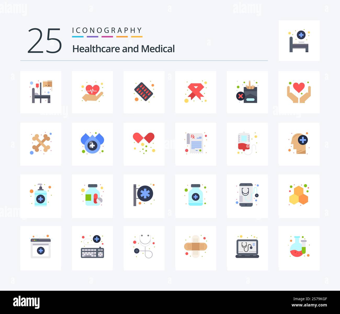 Medical 25 Flat Color icon pack including no. ribbon. medical. medical ...