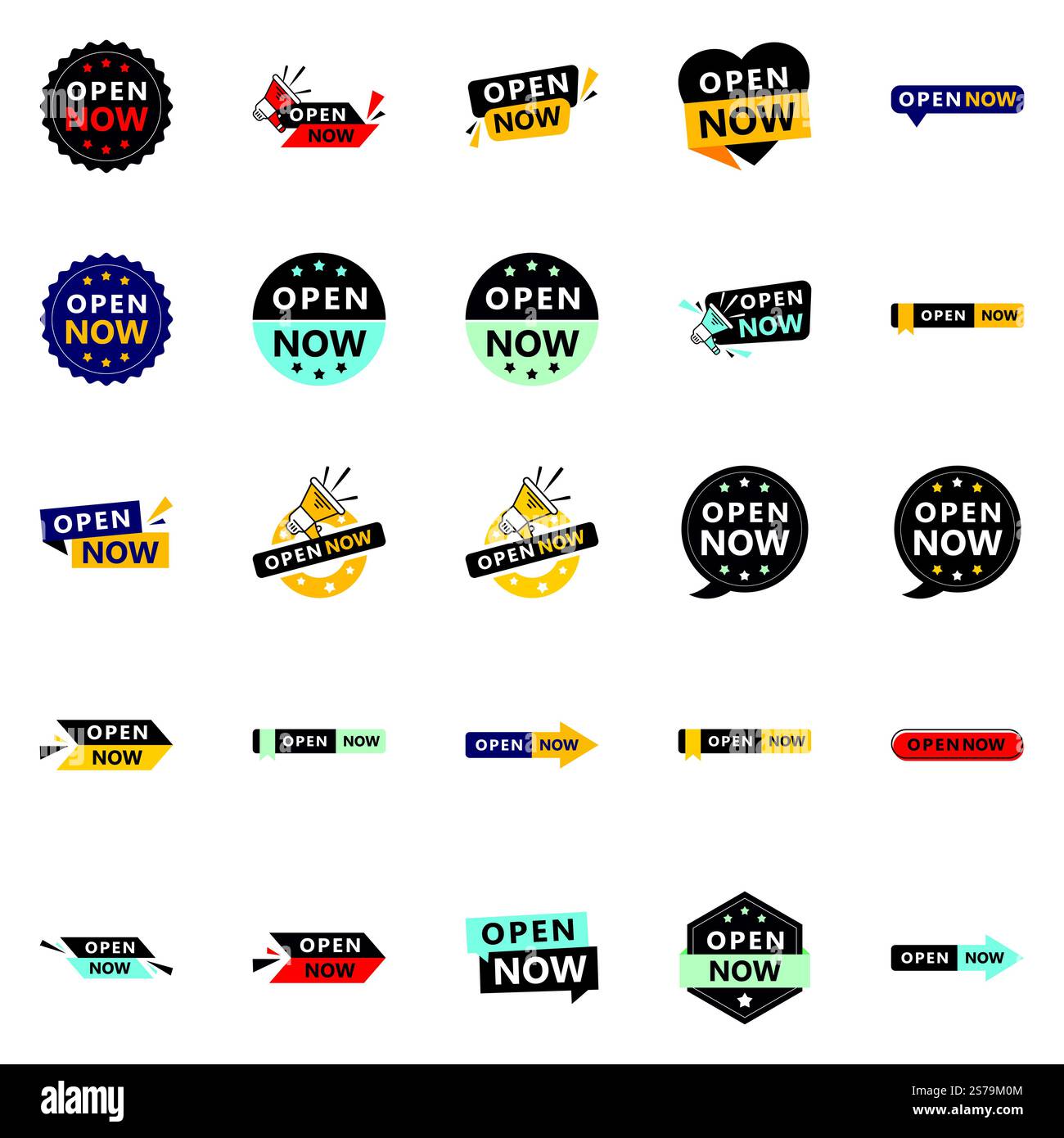 Open now Collection 25 Different designs Stock Vector Image & Art - Alamy