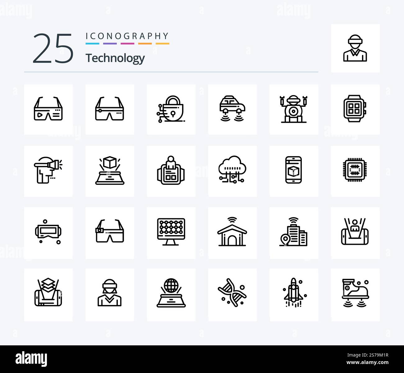 Technology 25 Line icon pack including home. toy. car. technology. wifi ...