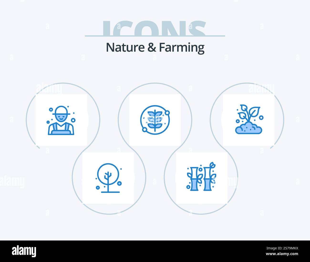 Nature And Farming Blue Icon Pack 5 Icon Design. farming. plant. farm ...