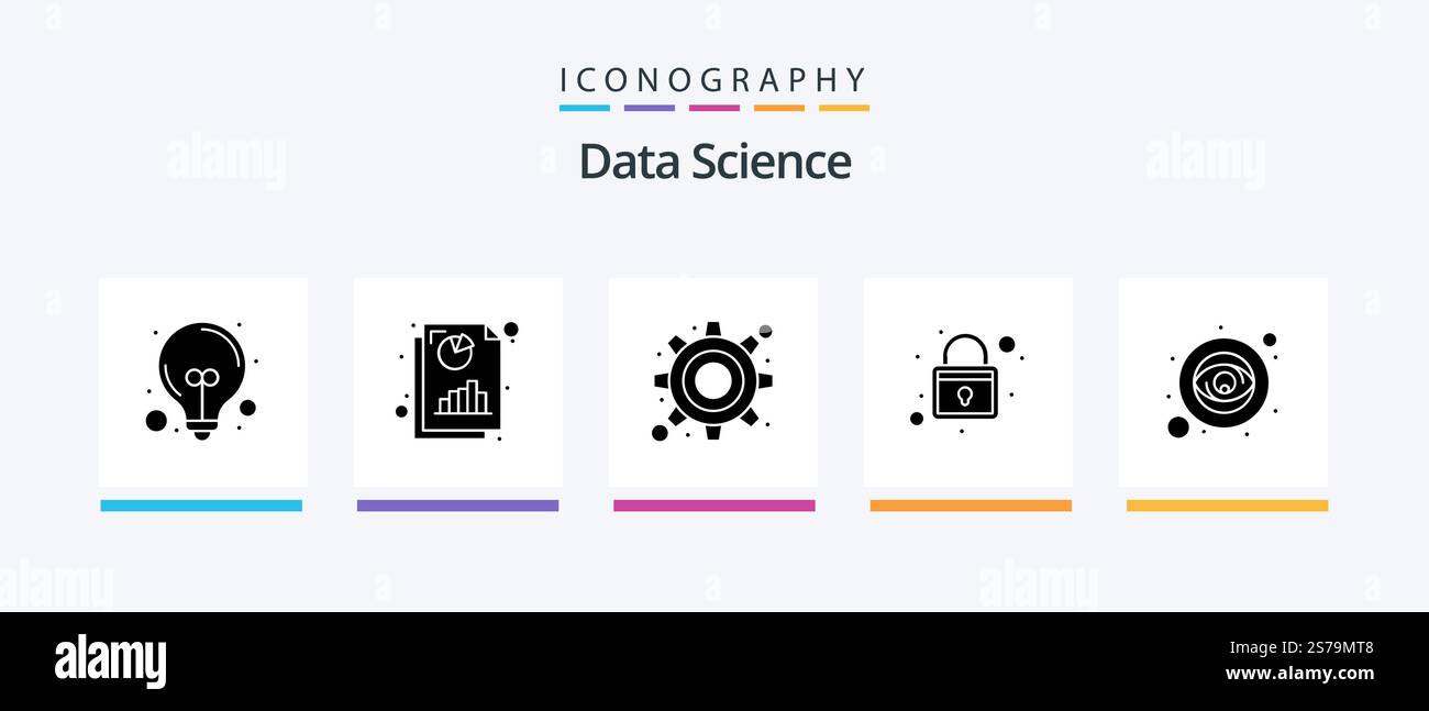 Data Science Glyph 5 Icon Pack Including view. eye. cogwheel. server ...