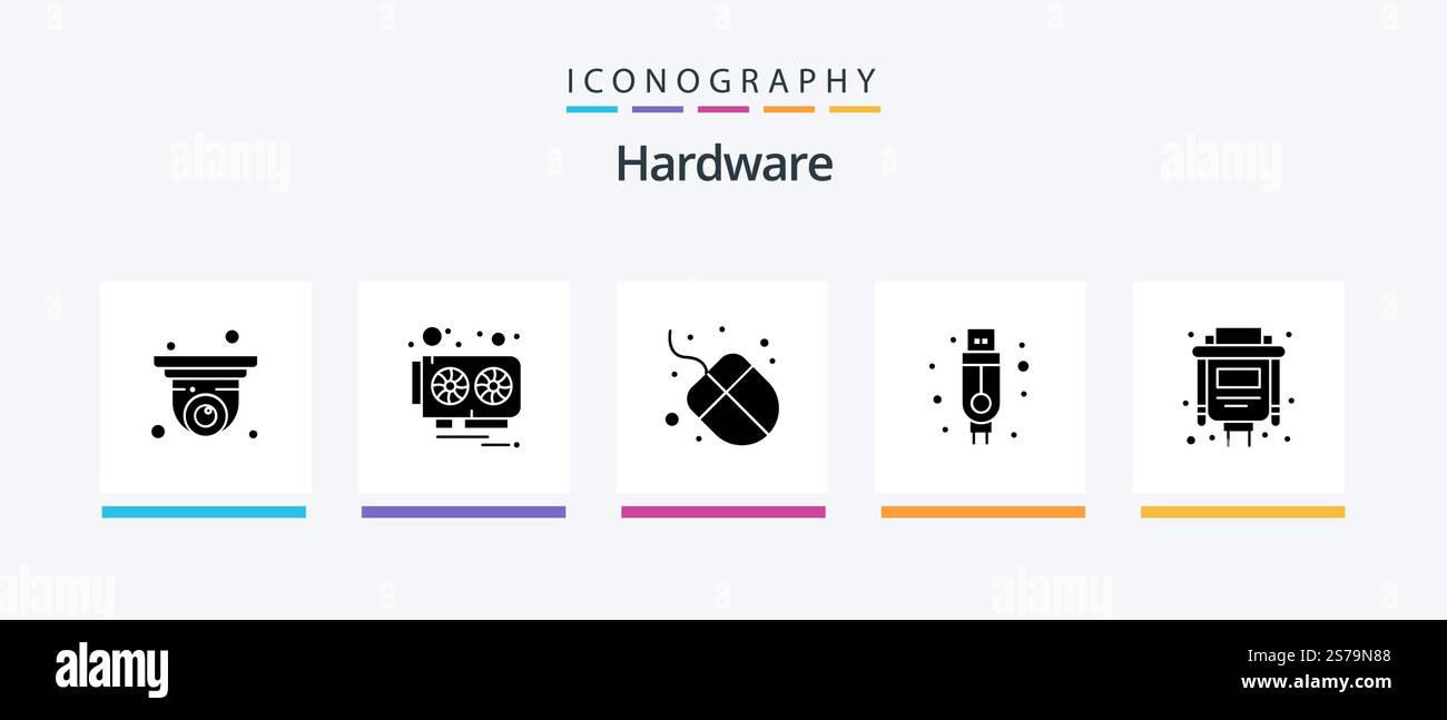 Hardware Glyph 5 Icon Pack Including . port. computer. cable. cable ...