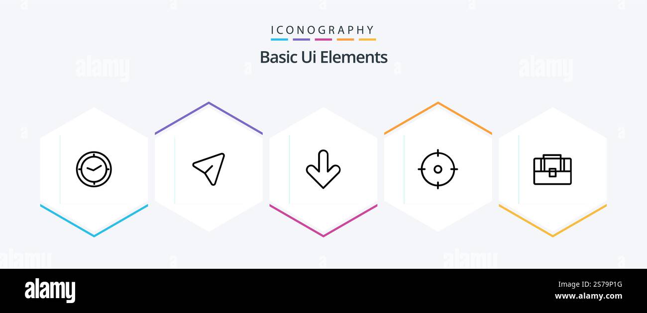 Basic Ui Elements 25 Line icon pack including suitcase. aim. arrow. goal. archer Stock Vector