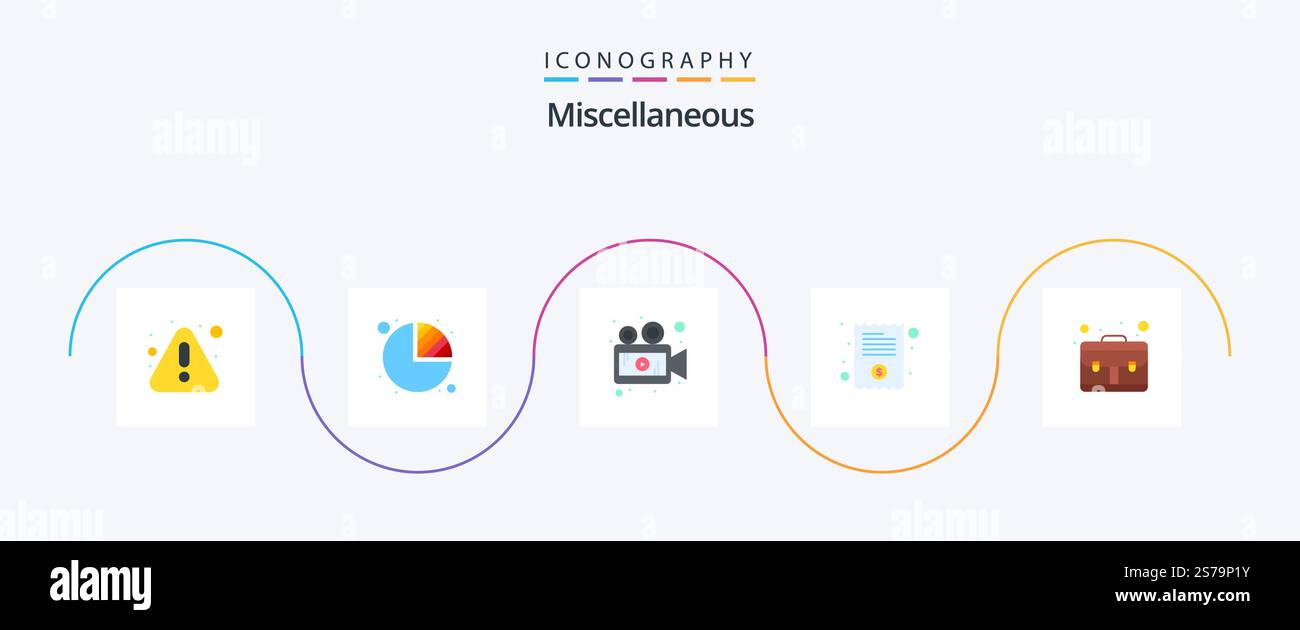 Miscellaneous Flat 5 Icon Pack Including career. camera. receipt. bill Stock Vector