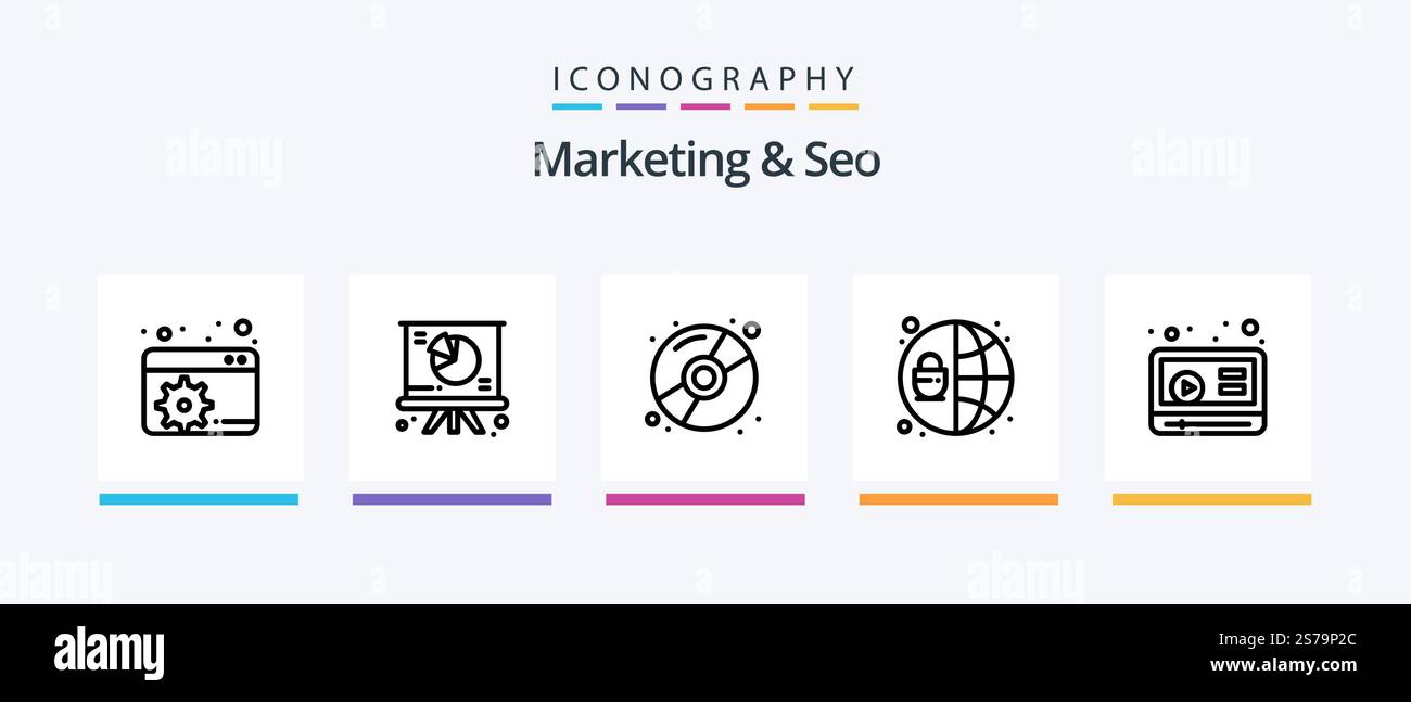 Marketing And Seo Line 5 Icon Pack Including youtube. marketing ...