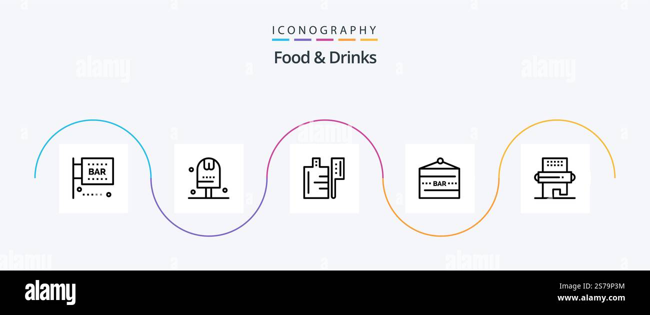 Food and Drinks Line 5 Icon Pack Including food and drink. drink bar ...