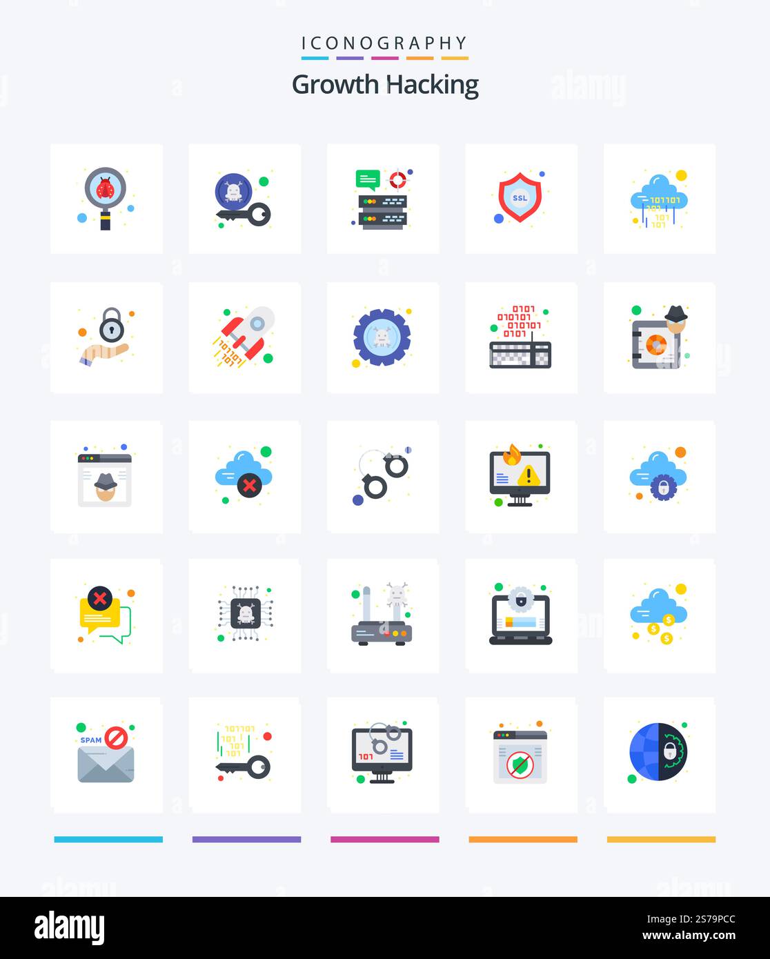 Creative Hacking 25 Flat icon pack  Such As cloud. ssl. security. security. target Stock Vector