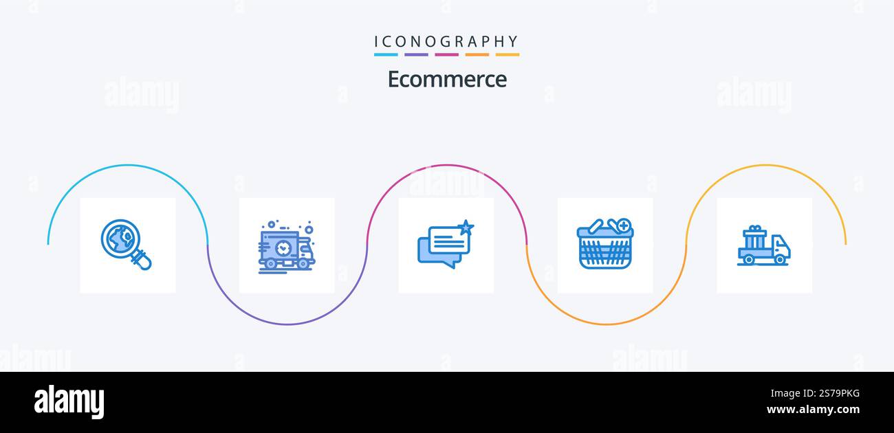 Ecommerce Blue 5 Icon Pack Including send. delivery. ecommerce. add. ecommerce Stock Vector