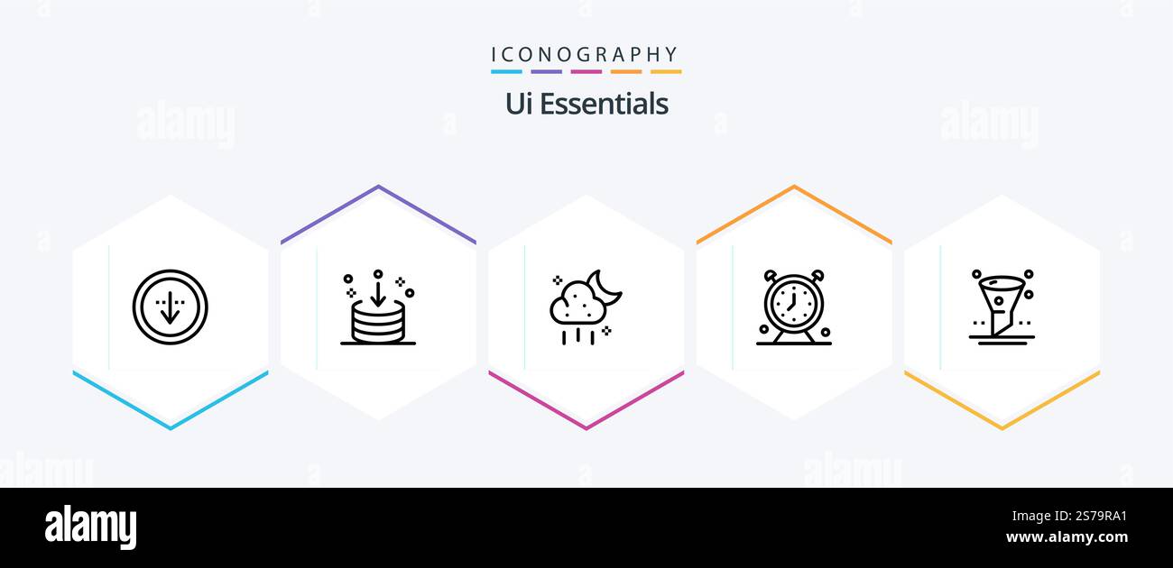 Ui Essentials 25 Line icon pack including ui. filter. weather. browser. time Stock Vector