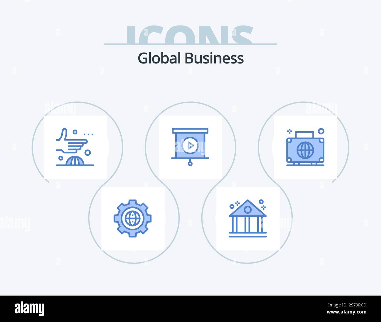 Global Business Blue Icon Pack 5 Icon Design. baggage. presentation ...