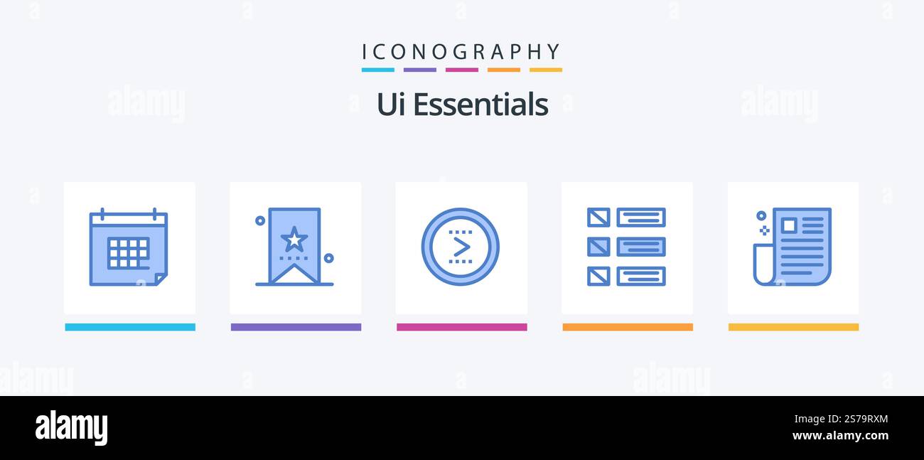 Ui Essentials Blue 5 Icon Pack Including list. design. tag. right ...