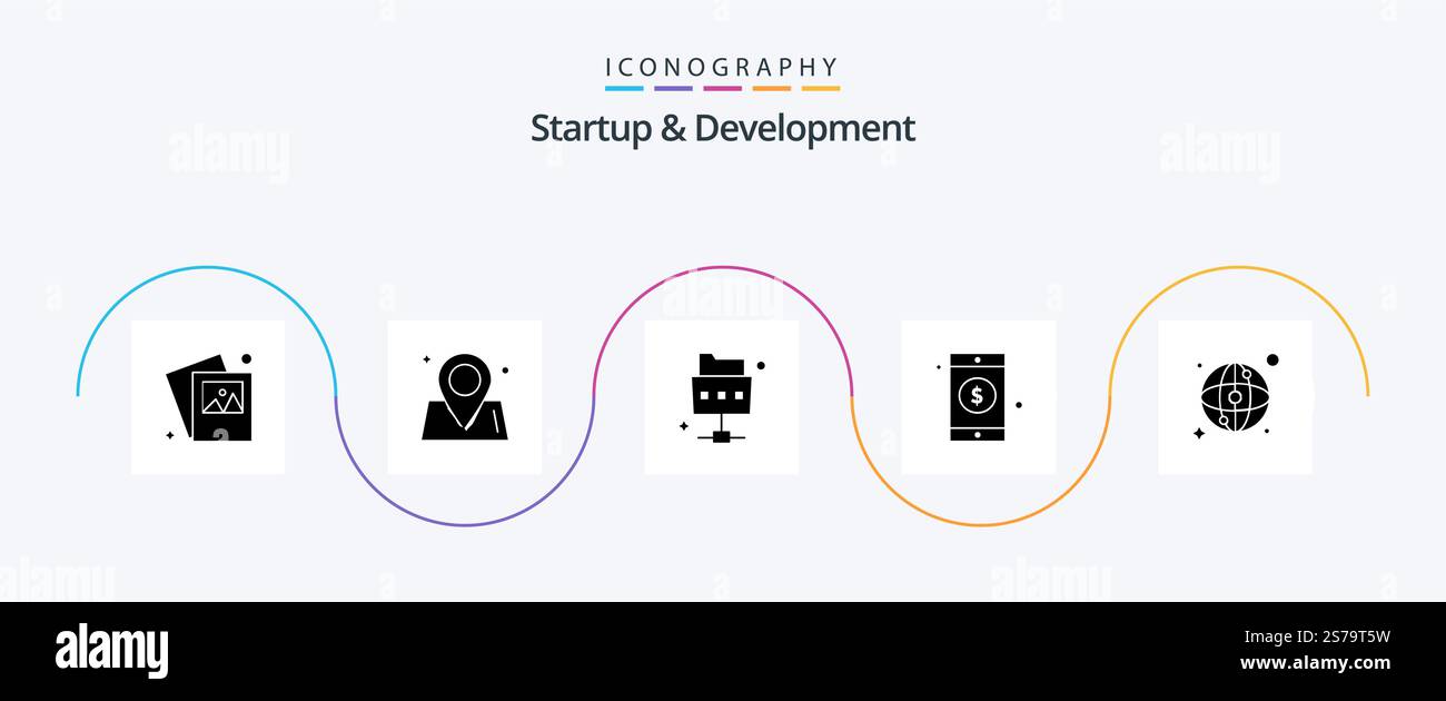 Startup And Develepment Glyph 5 Icon Pack Including . network. file ...