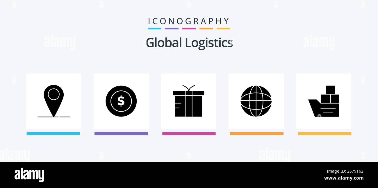 Global Logistics Glyph 5 Icon Pack Including logistic. box. logistic ...