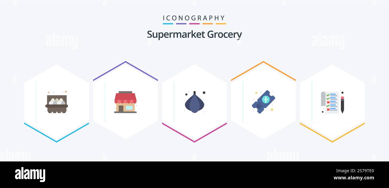 Grocery 25 Flat icon pack including . . vegetable. pen. list Stock ...