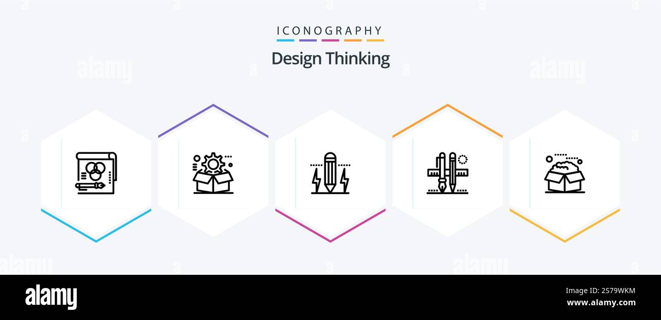 Design Thinking 25 Line icon pack including pencil. stationary. setting ...