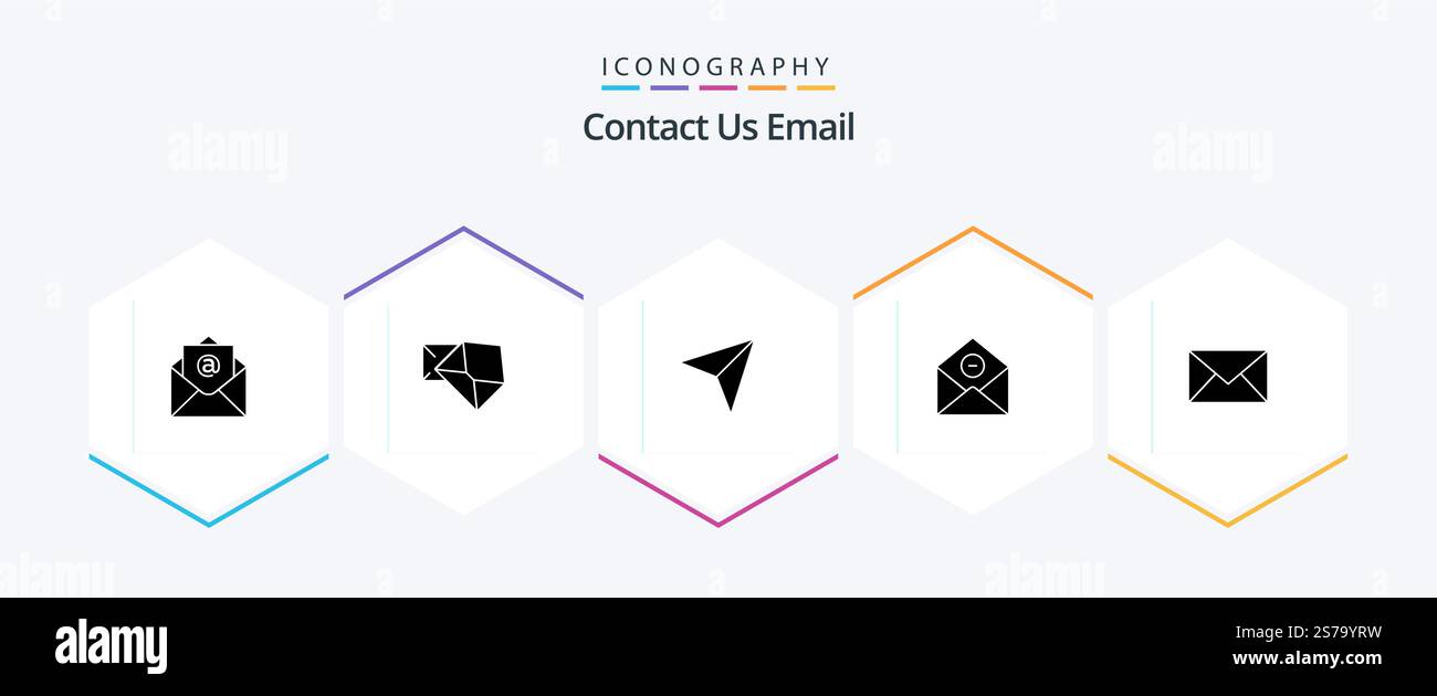 Email 25 Glyph icon pack including message. email. pin. email. delete Stock Vector