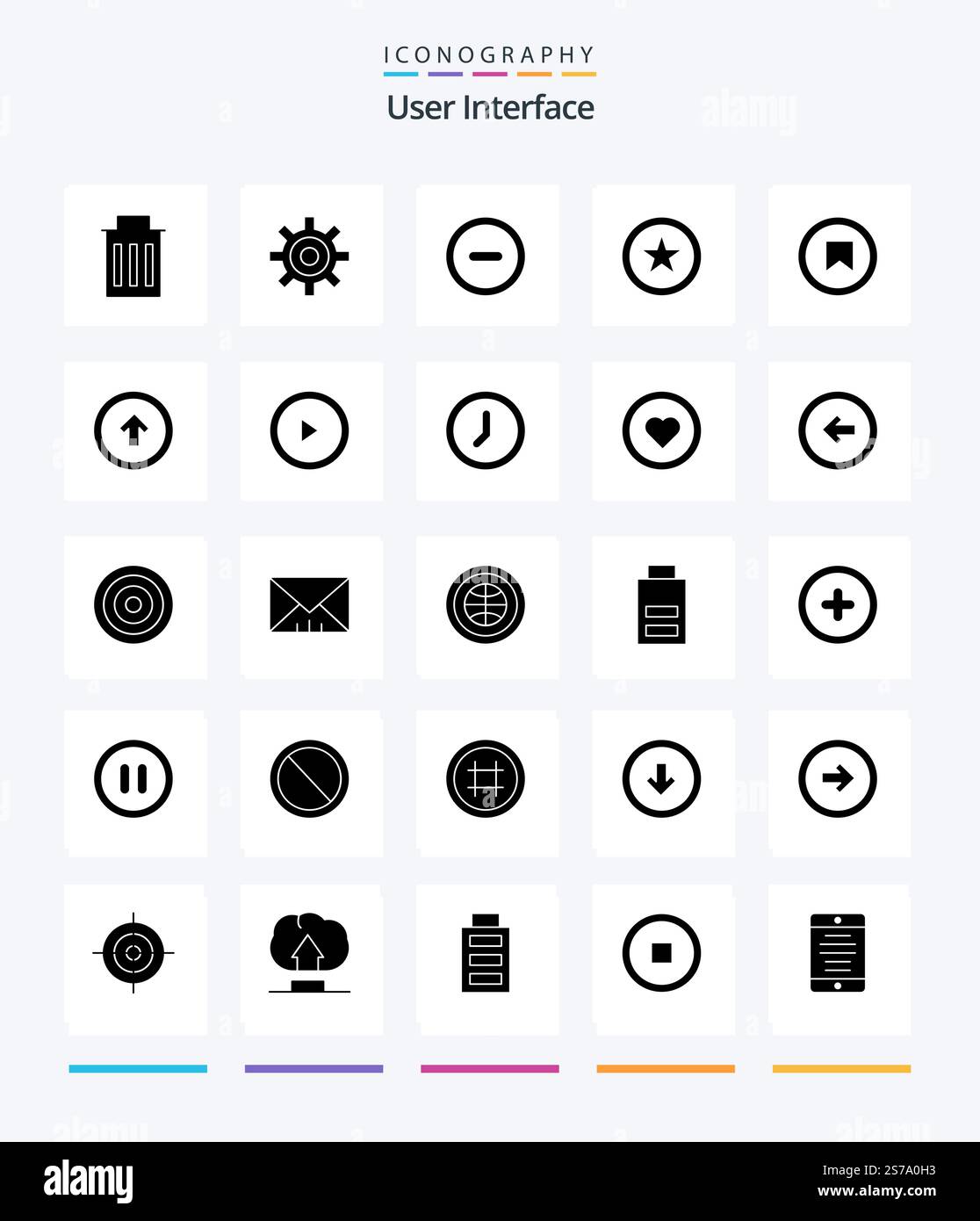 Creative User Interface 25 Glyph Solid Black icon pack  Such As user. plus. interface. interface. interface Stock Vector