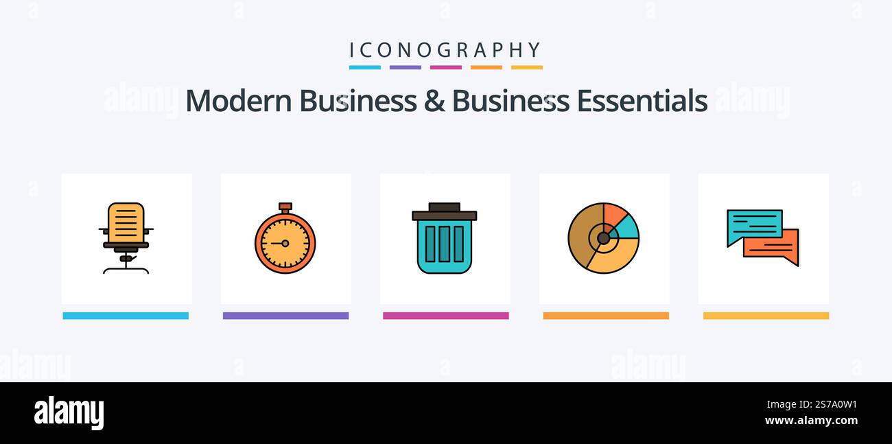 Modern Business And Business Essentials Line Filled 5 Icon Pack ...