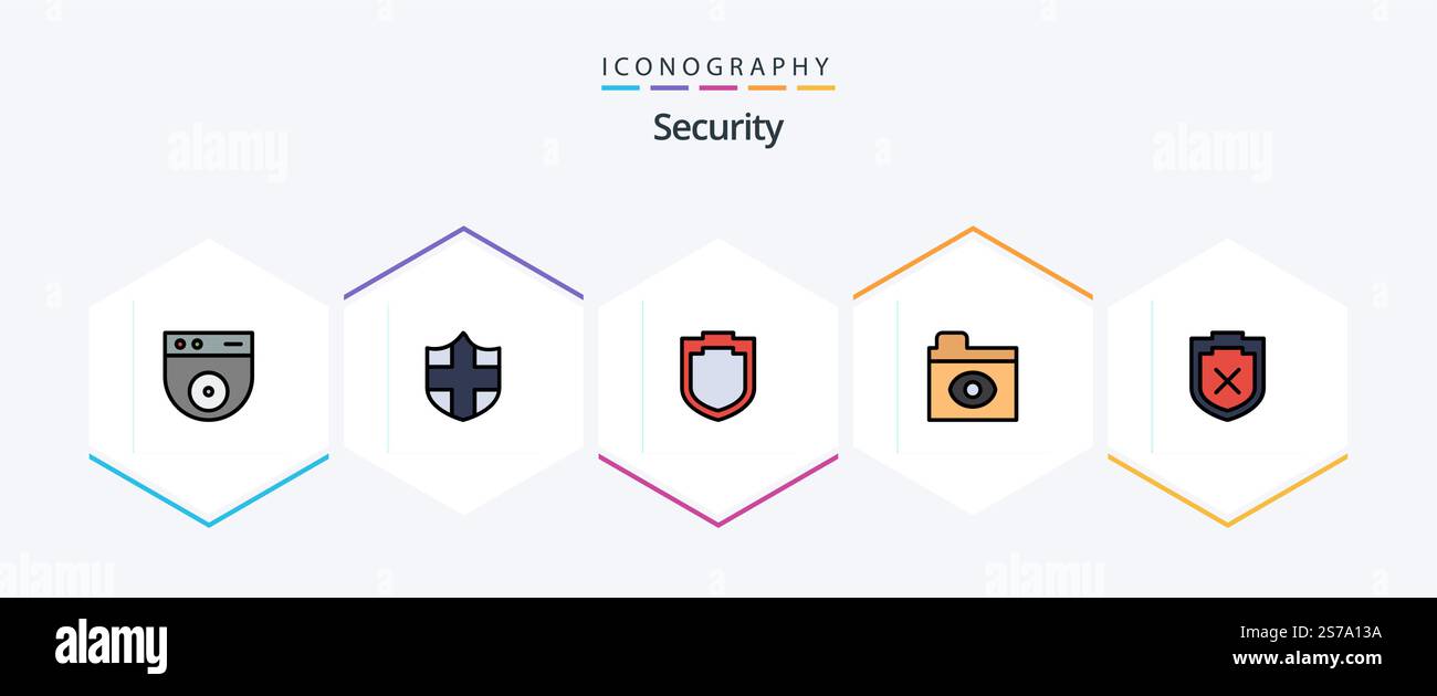 Security 25 FilledLine icon pack including . folder. Stock Vector