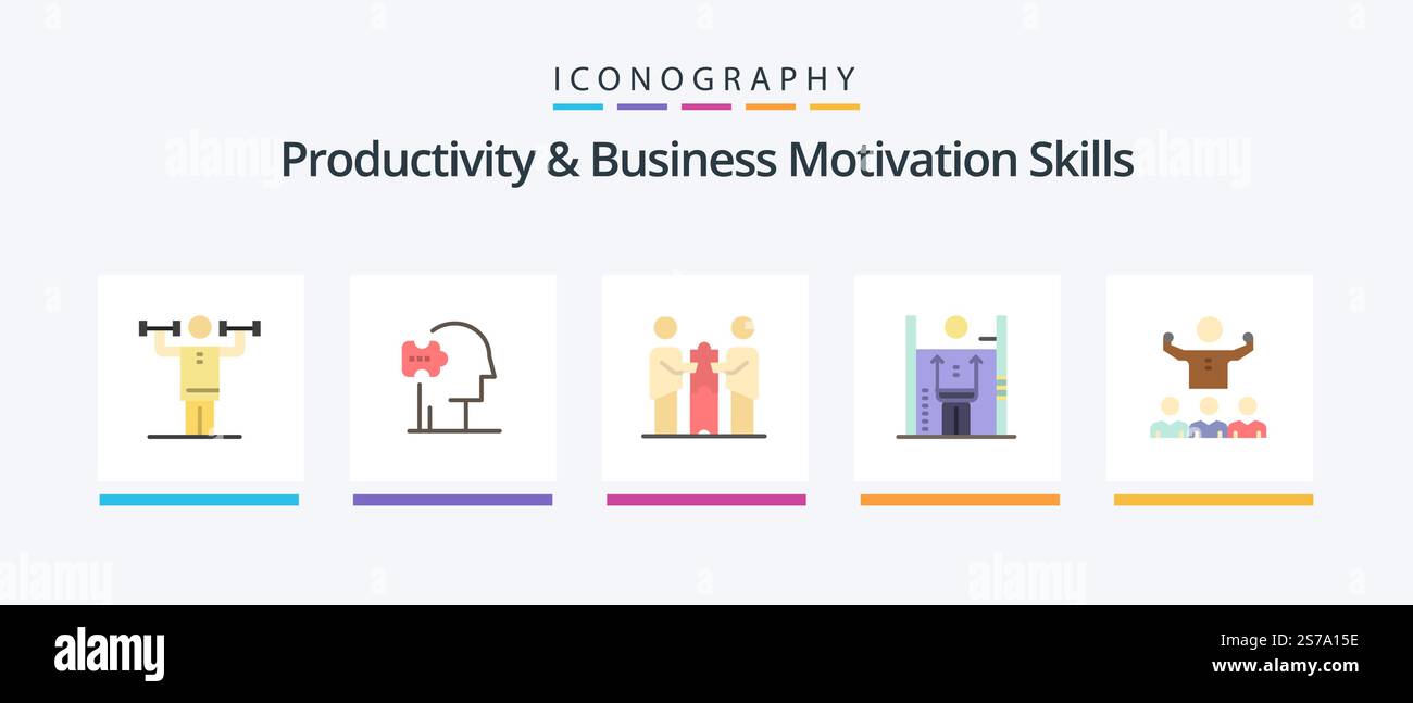 Productivity And Business Motivation Skills Flat 5 Icon Pack Including ...