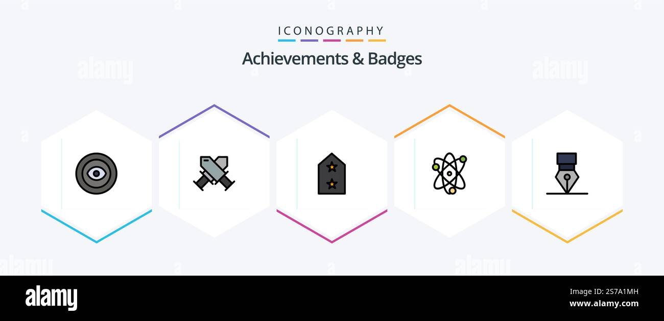 Achievements and Badges 25 FilledLine icon pack including award. wreath ...