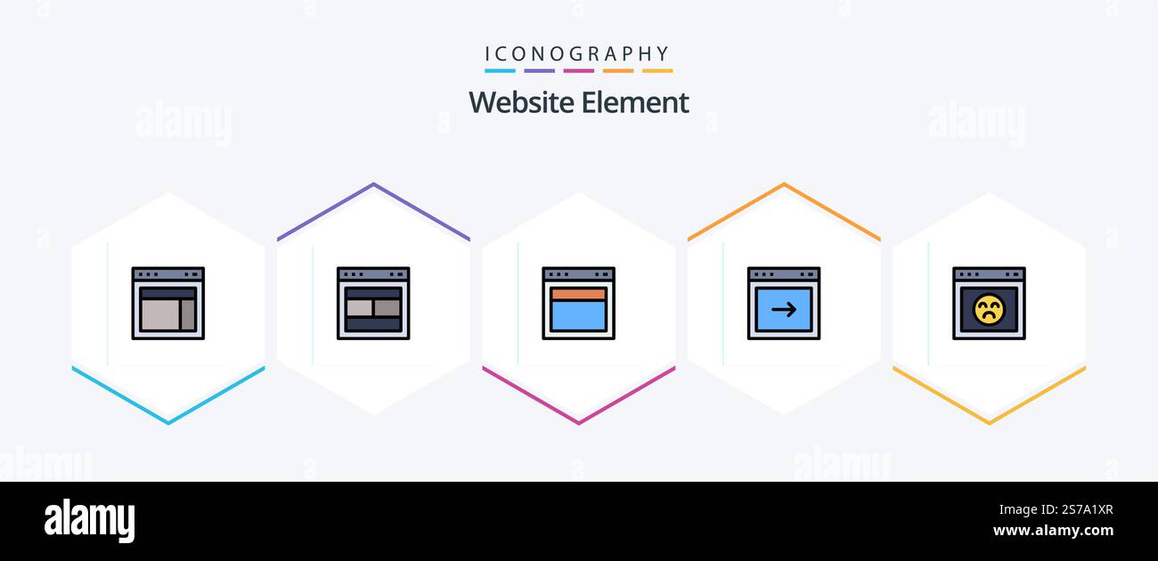 Website Element 25 FilledLine icon pack including . website. website Stock Vector