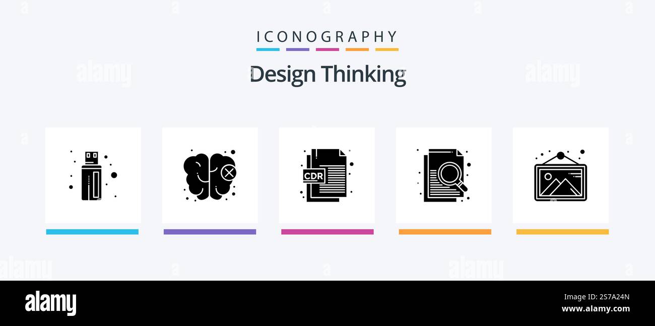 Design Thinking Glyph 5 Icon Pack Including . photo. corel. image ...