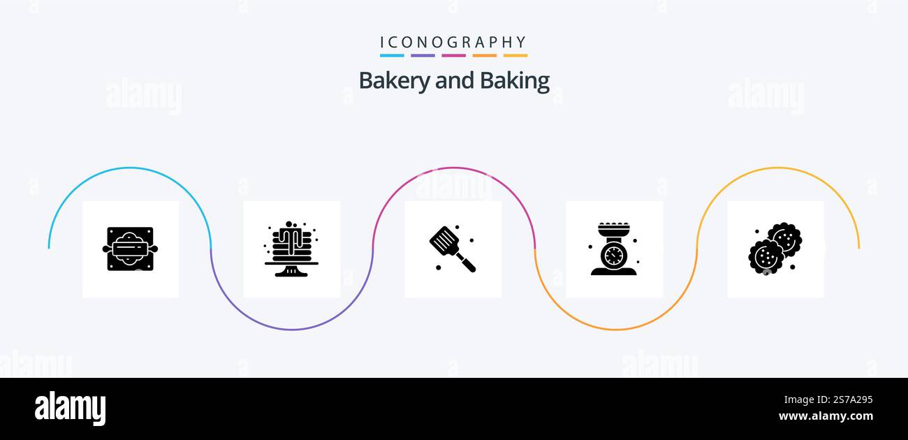 Baking Glyph 5 Icon Pack Including scale. kitchen. baked. cooking. spatula Stock Vector