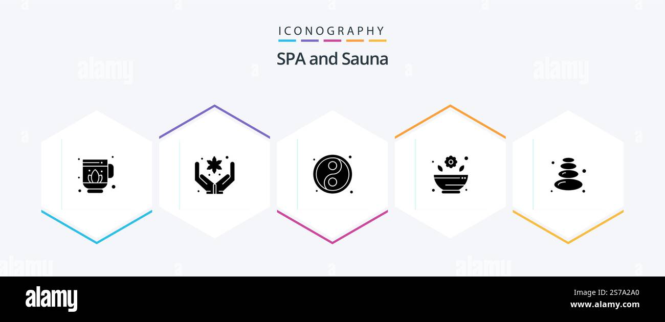 Sauna 25 Glyph icon pack including . . yin. stone. sauna Stock Vector ...